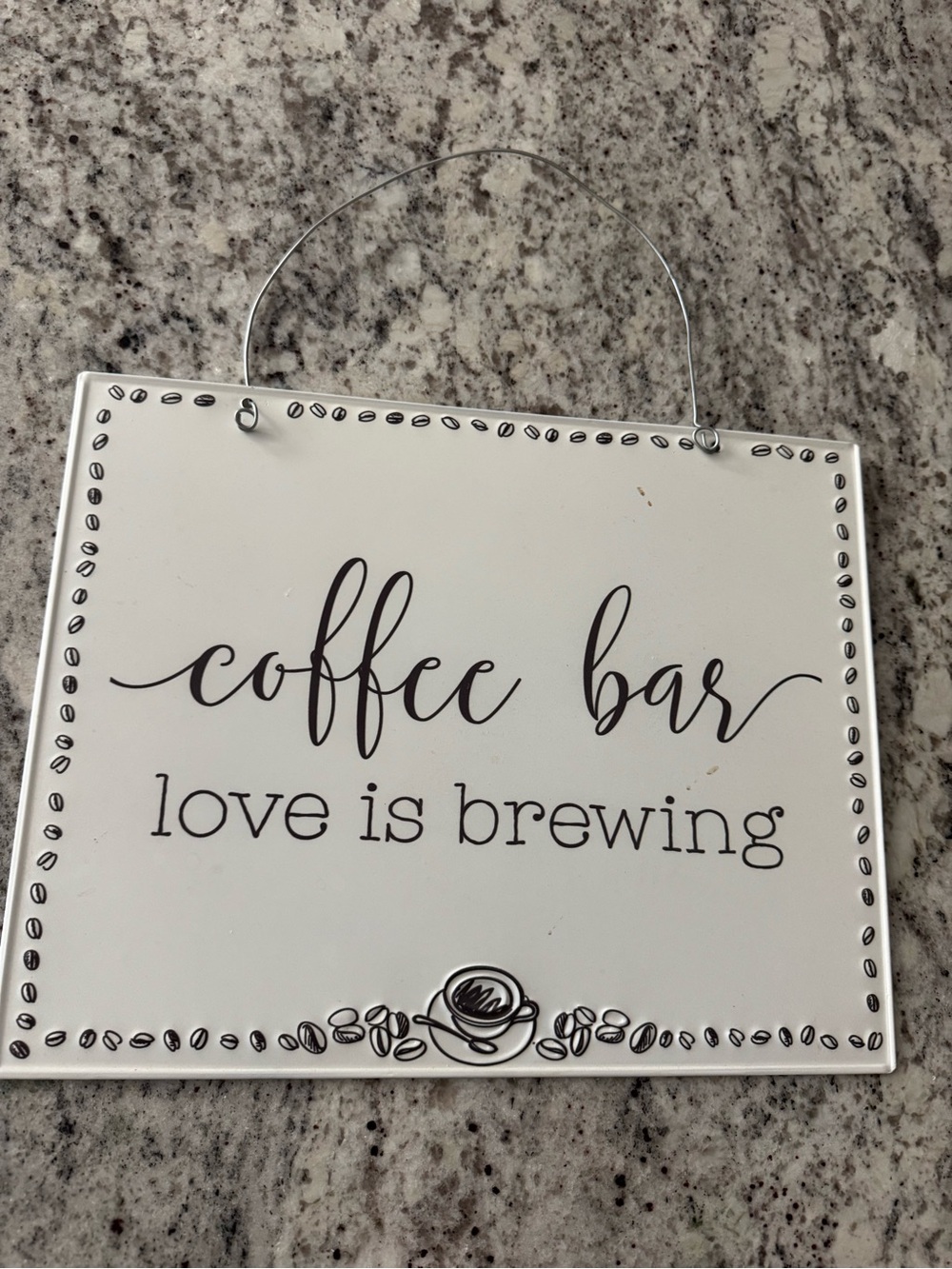 White "Coffee Bar - Love Is Brewing" Decorative Wall Sign